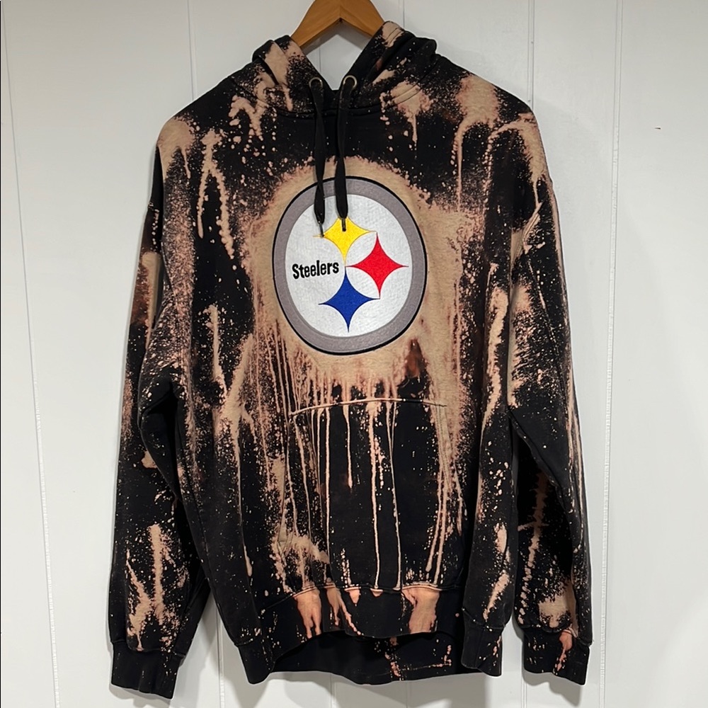 NFL tie dye Black and Tan Pittsburgh‎ Steelers Hoodie Sweatshirt size XL